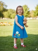 Girls Organic Cotton Corduroy Tobermerry Teal Dress