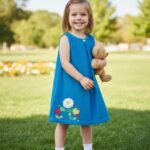 Girls Organic Cotton Corduroy Tobermerry Teal Dress