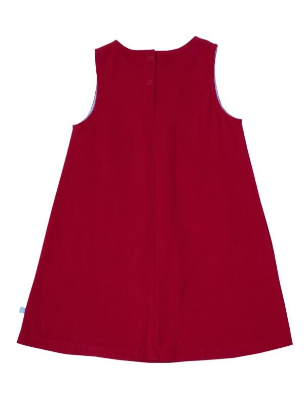 Girls Organic Cotton Corduroy Tango Red Dress - Image 3