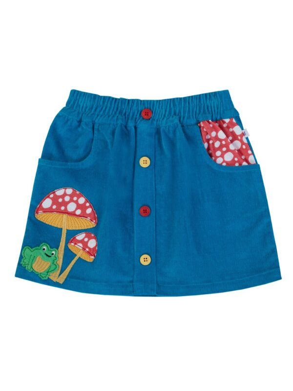 Girls Organic Cotton Corduroy Tobermerry Teal Skirt - Image 2