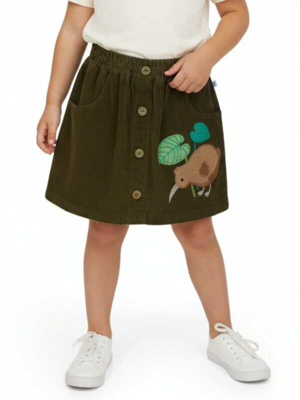 P-039_MAIN Girls Organic Cotton Corduroy Herb Skirt - Image 1