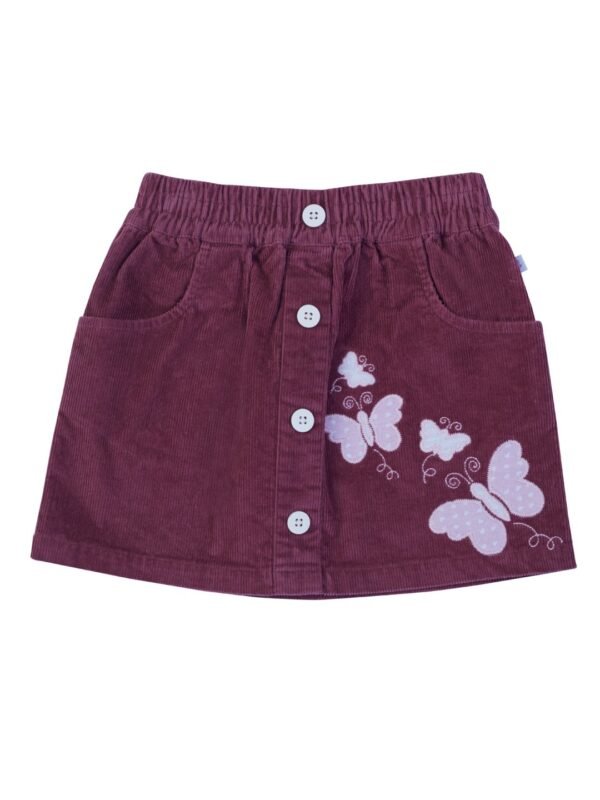 Girls Organic Cotton Corduroy Rubarb Skirt - Image 2