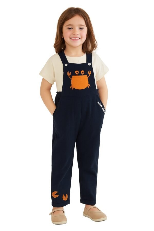 P-041_1_MOD Unisex Organic Cotton Corduroy Indigo Dungaree - Image 1