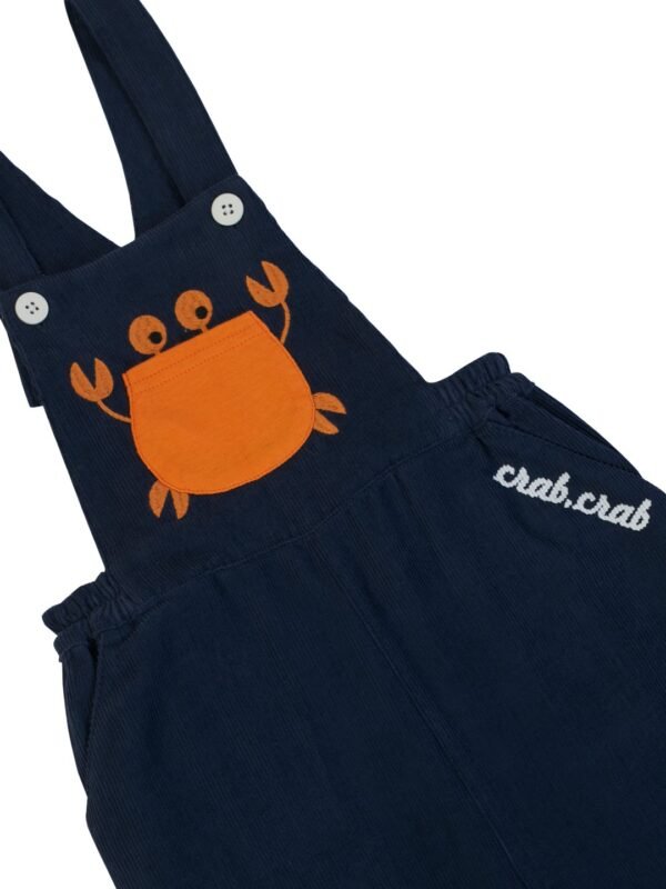 Unisex Organic Cotton Corduroy Indigo Dungaree - Image 4