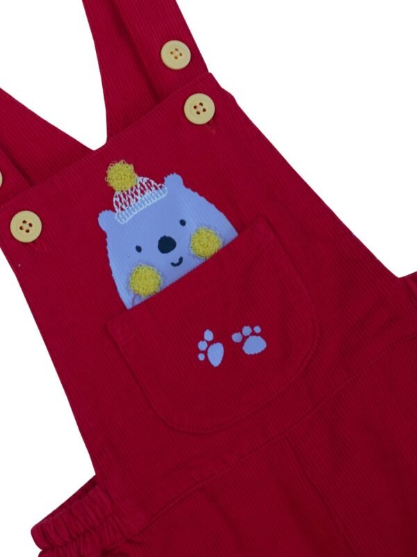 Unisex Organic Cotton Corduroy Tango Red Dungaree - Image 4