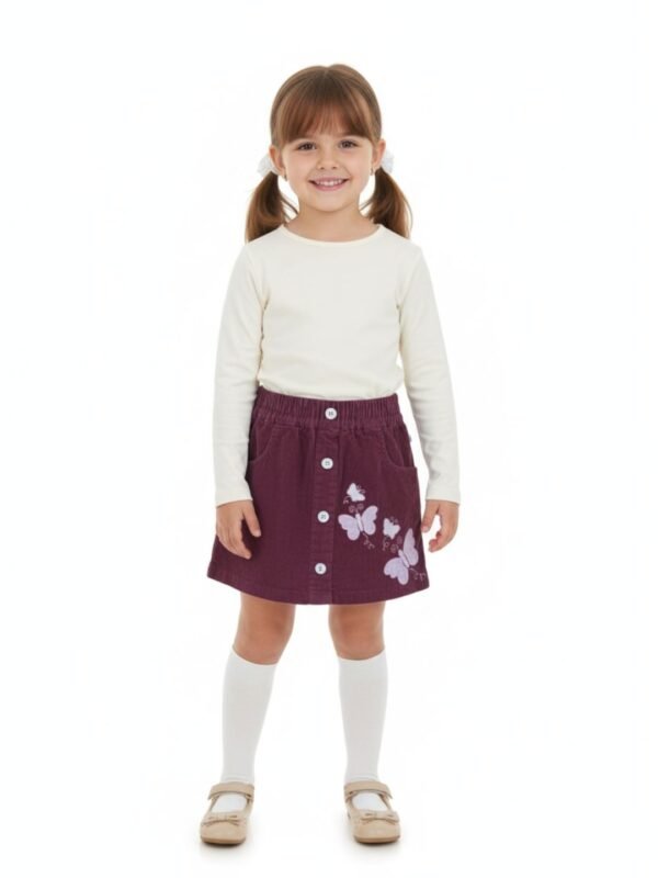 Girls Organic Cotton Corduroy Rubarb Skirt - Image 5