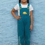 Unisex Organic Cotton Corduroy Tobermery Teal Dungaree