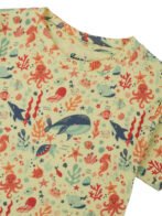 Pranava Girls Organic Cotton Single Jersey Half Sleeves Sealife All Over Print T-Shirt - Yellow - Image 5