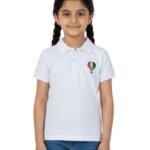 Pranava Unisex Organic Cotton Pique Half Sleeves Embroidered Balloon On Pocket Polo T-Shirt - White