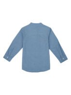 Pranava Boys Organic Cotton Chambray Full Sleeves Embroidered Academy Junior Club Patch On The Chest Solid Casual Shirt - Blue - Image 2