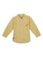 Pranava Boys Organic Cotton Poplin Full Sleeves Embroidery On The Pocket Checkered Shirt - Yellow - Image 3
