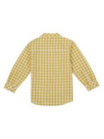 Pranava Boys Organic Cotton Poplin Full Sleeves Embroidery On The Pocket Checkered Shirt - Yellow - Image 4