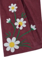 Pranava Girls Organic Cotton Corduroy Sleeveless Floral Embroidered A-Line Dress - Rhubarb Red - Image 4