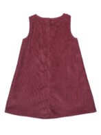 Pranava Girls Organic Cotton Corduroy Sleeveless Floral Embroidered A-Line Dress - Rhubarb Red - Image 3