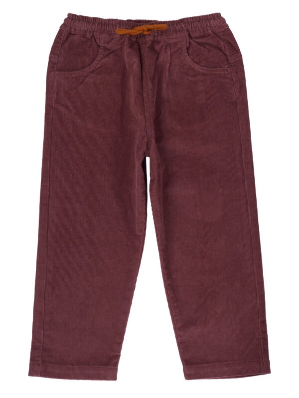 Pranava Unisex Organic Cotton Corduroy Full Length Solid Pant - Rhubarb Red - Image 4