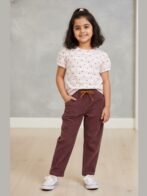Pranava Unisex Organic Cotton Corduroy Full Length Solid Pant - Rhubarb Red - Image 3
