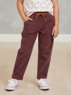 Pranava Unisex Organic Cotton Corduroy Full Length Solid Pant - Rhubarb Red