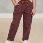 Pranava Unisex Organic Cotton Corduroy Full Length Solid Pant - Rhubarb Red