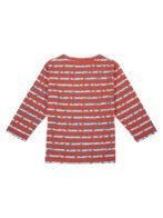 Pranava Girls Organic Cotton Single Jersey Full Sleeves Heart All Over Print Top - Orange - Image 3