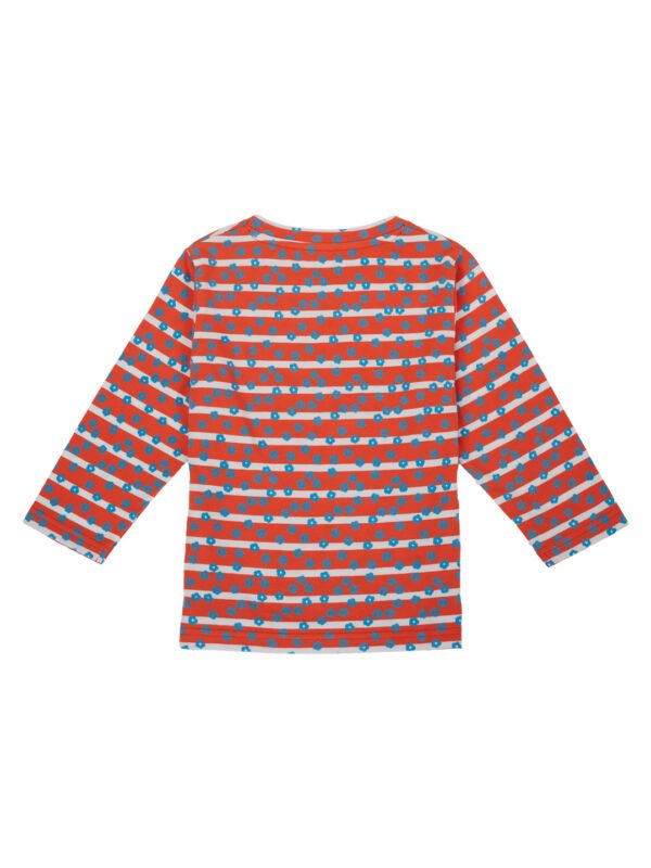 Pranava Girls Organic Cotton Single Jersey Full Sleeves Heart All Over Print Top - Orange - Image 3