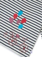 Girls Organic Cotton Knits Full Sleeve Bicycle Printed Stripe Top - Navy & White - Image 4