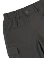 Boys Organic Cotton Woven Elastic Waist Cargo Pants - Dark Grey - Image 4