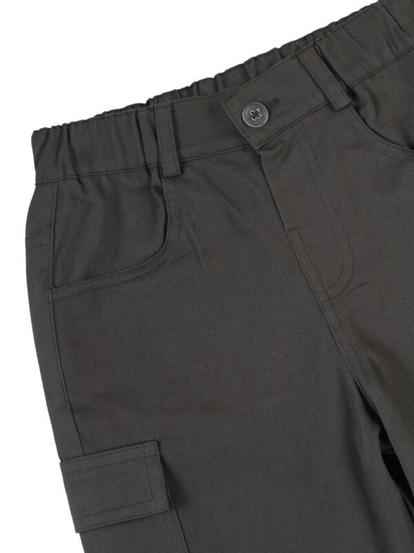 Boys Organic Cotton Woven Elastic Waist Cargo Pants - Dark Grey - Image 4