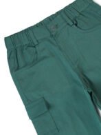 Boys Organic Cotton Woven Elastic Waist Cargo Pants - Green - Image 4