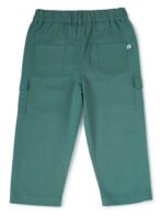 Boys Organic Cotton Woven Elastic Waist Cargo Pants - Green - Image 3