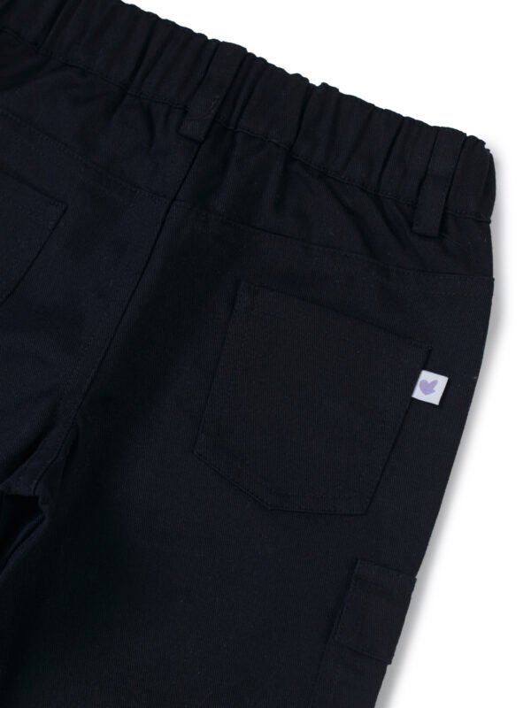 Boys Organic Cotton Woven Elastic Waist Cargo Pants - Black - Image 5