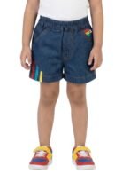 Girls Organic Cotton Denim Three-Color Embroidered Shorts - Blue