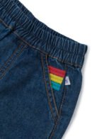 Girls Organic Cotton Denim Three-Color Embroidered Shorts - Blue - Image 3