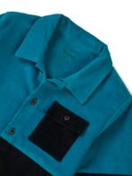 Boys Organic Cotton Corduroy Full Sleeve Colorblock Jacket - Teal & Black - Image 4