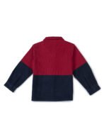 Boys Organic Cotton Corduroy Full Sleeve Colorblock Jacket - Red & Indigo - Image 4