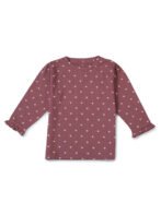 Girls Organic Cotton Knits Full Sleeve With Frill Hem Heart All Over Prited Top - Rhubarb - Image 2