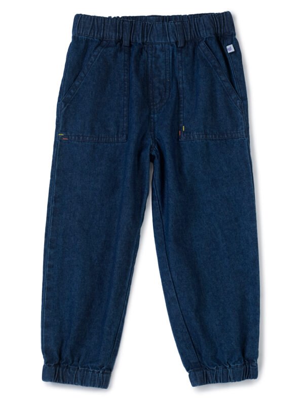 Unisex Organic Cotton Denim Solid Jogger Pant - Blue - Image 2