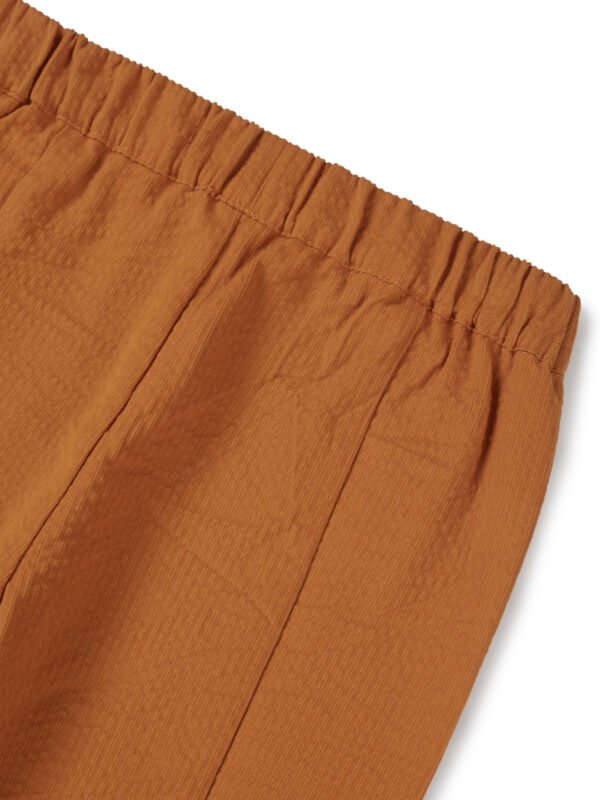 Girls Organic Cotton Woven Solid Textured With Side Frill Pant - Marigold - Image 5