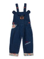 Boys Organic Cotton Knits Short Sleeve Sealife Printed Tee With Bear Face Embroidered Dungaree - Blue & Cream - Image 6