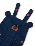 Boys Organic Cotton Knits Short Sleeve Sealife Printed Tee With Bear Face Embroidered Dungaree - Blue & Cream - Image 7