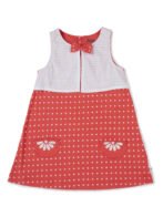Girls Organic Cotton Woven Sleeveless Tiny Polka Dots All Over Printed Frock - Pink - Image 2