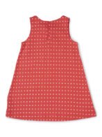 Girls Organic Cotton Woven Sleeveless Tiny Polka Dots All Over Printed Frock - Pink - Image 3