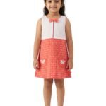 Girls Organic Cotton Woven Sleeveless Tiny Polka Dots All Over Printed Frock - Pink