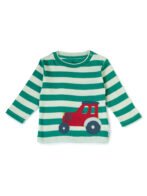 Boys Organic Cotton Knits Full Sleeve Cute Car Embroidery T-Shirt - Mint Green - Image 2