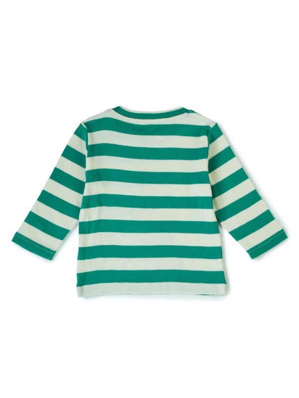 Boys Organic Cotton Knits Full Sleeve Cute Car Embroidery T-Shirt - Mint Green - Image 3