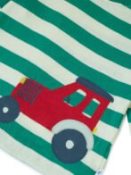 Boys Organic Cotton Knits Full Sleeve Cute Car Embroidery T-Shirt - Mint Green - Image 4