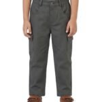Boys Organic Cotton Woven Elastic Waist Cargo Pants - Dark Grey