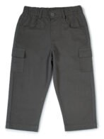 Boys Organic Cotton Woven Elastic Waist Cargo Pants - Dark Grey - Image 2