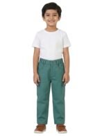 Boys Organic Cotton Woven Elastic Waist Cargo Pants - Green - Image 5