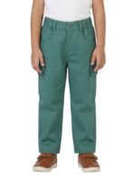 Boys Organic Cotton Woven Elastic Waist Cargo Pants - Green