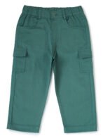 Boys Organic Cotton Woven Elastic Waist Cargo Pants - Green - Image 2